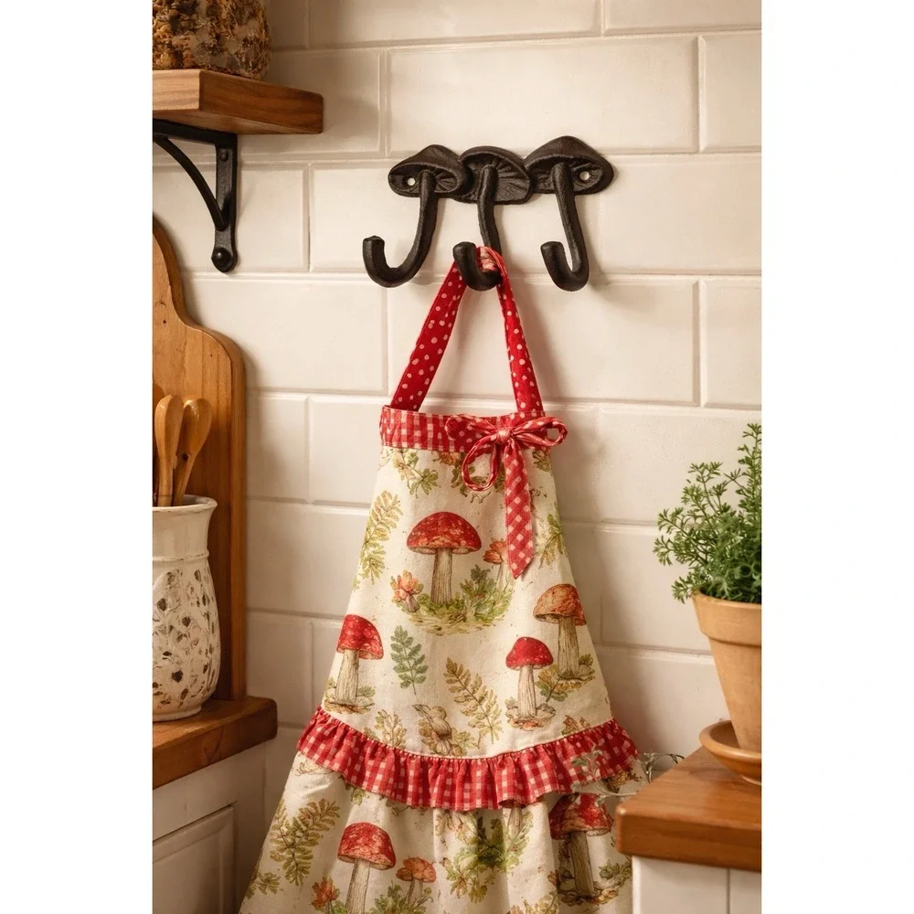 Cast Iron Mushrooms Three Hook Coat Hanger Whimsical Home Cottagecore Eclectic